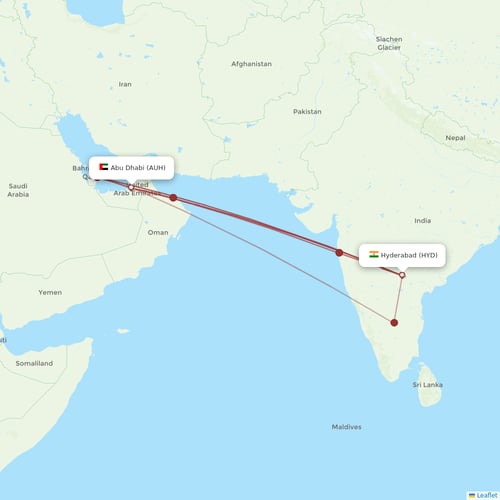 Etihad Airways flights between Abu Dhabi and Hyderabad