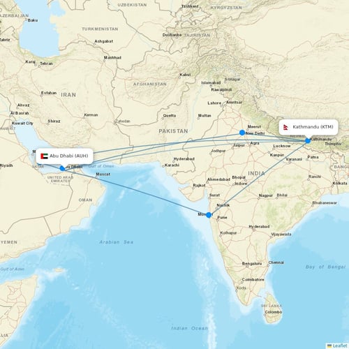 Air Arabia Abu Dhabi flights between Abu Dhabi and Kathmandu