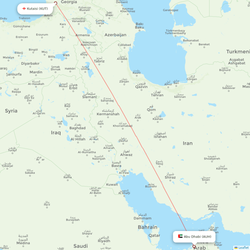 Intercontinental Airways (Gambia) flights between Abu Dhabi and Kutaisi