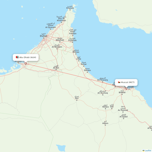 Intercontinental Airways (Gambia) flights between Abu Dhabi and Muscat