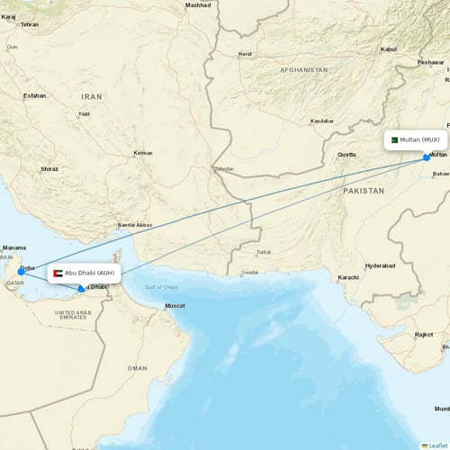 Air Arabia Abu Dhabi flights between Abu Dhabi and Multan