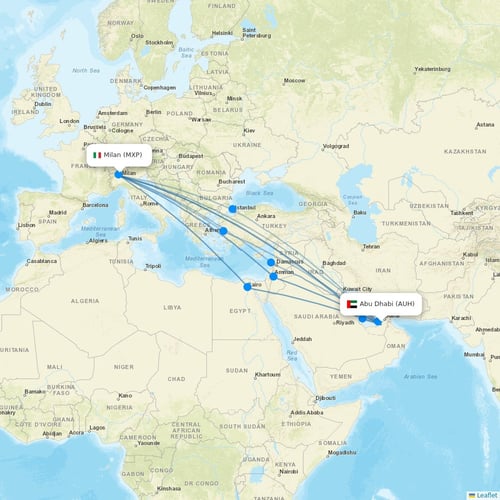 Etihad Airways flights between Abu Dhabi and Milan