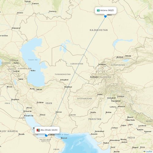 Intercontinental Airways (Gambia) flights between Abu Dhabi and Astana