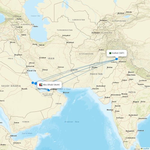 Air Arabia Abu Dhabi flights between Abu Dhabi and Sialkot