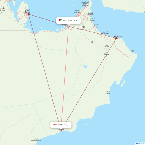 Intercontinental Airways (Gambia) flights between Abu Dhabi and Salalah