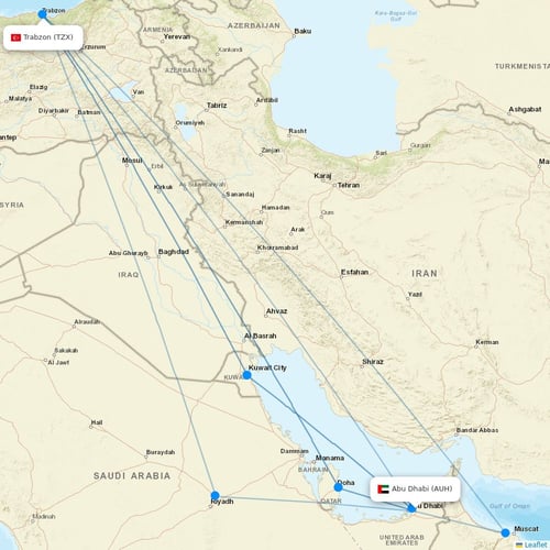 Air Arabia Abu Dhabi flights between Abu Dhabi and Trabzon