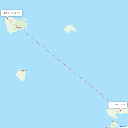 Mount Cook Airlines flights between Atuona and Nuku Hiva