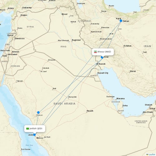 Iran Air flights between Ahwaz and Jeddah