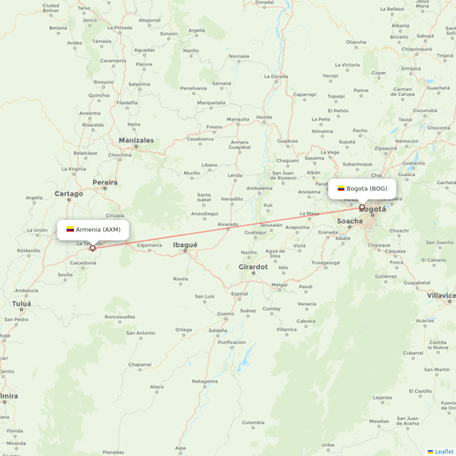 Wingo flights between Armenia and Bogota