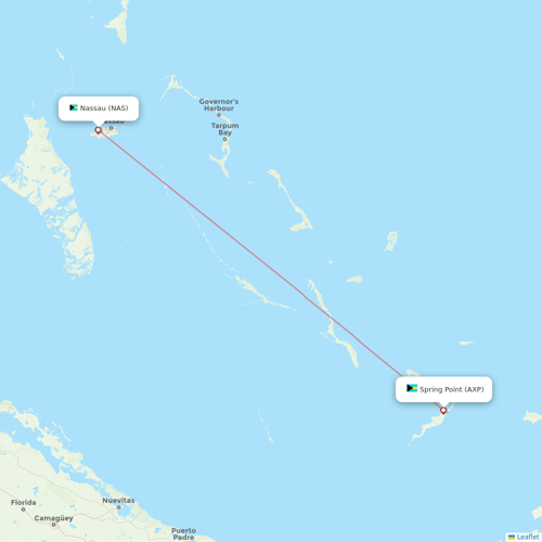 Bahamasair flights between Spring Point and Nassau