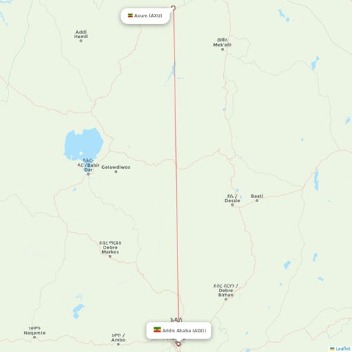 Ethiopian Airlines flights between Axum and Addis Ababa