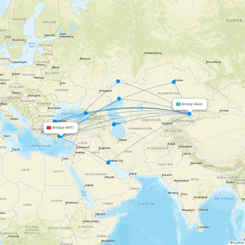 Air Astana flights between Antalya and Almaty