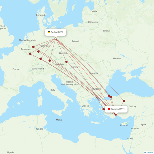SunExpress flights between Antalya and Berlin