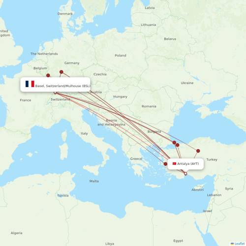 Corendon Airlines flights between Antalya and Basel, Switzerland/Mulhouse