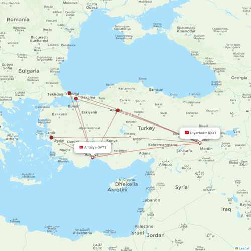 SunExpress flights between Antalya and Diyarbakir