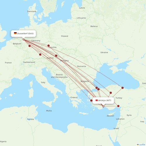 SunExpress flights between Antalya and Dusseldorf