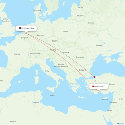 TUIfly Netherlands flights between Antalya and Eindhoven