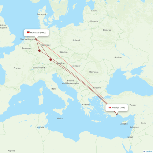 SunExpress flights between Antalya and Muenster