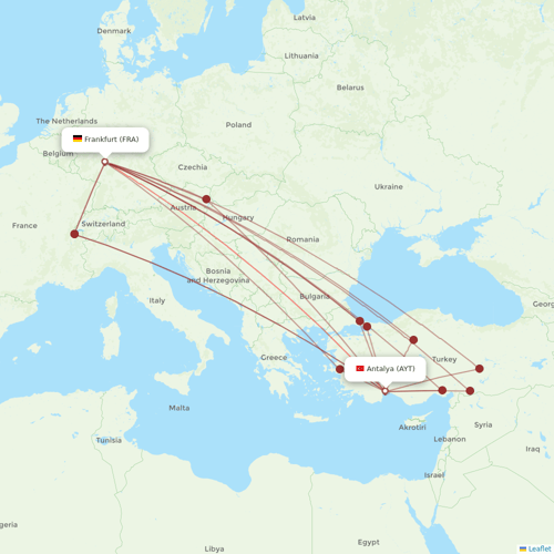 SunExpress flights between Antalya and Frankfurt
