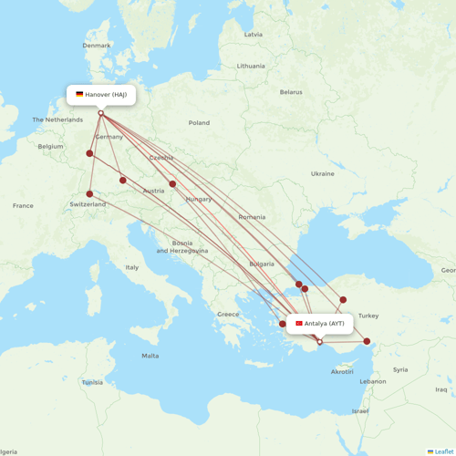 SunExpress flights between Antalya and Hanover