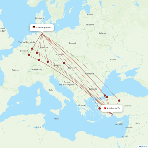 SunExpress flights between Antalya and Hamburg