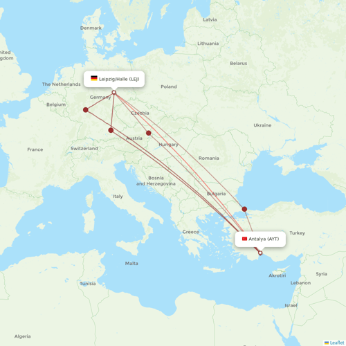 SunExpress flights between Antalya and Leipzig/Halle