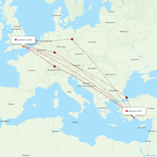 Wizz Air UK flights between Antalya and London