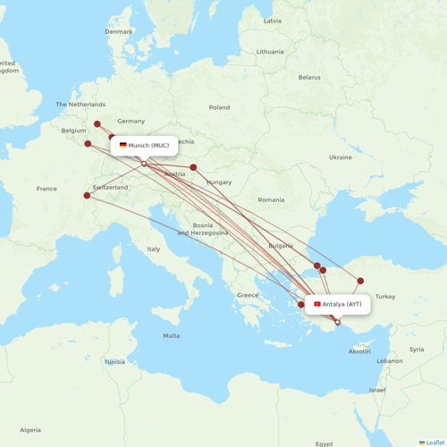 Corendon Airlines flights between Antalya and Munich