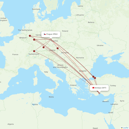 SmartWings flights between Antalya and Prague