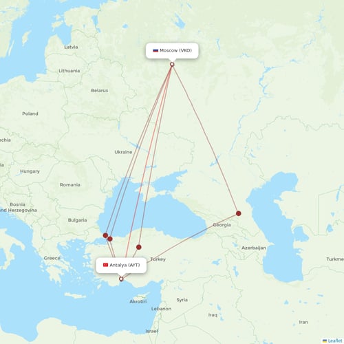 UTair flights between Antalya and Moscow