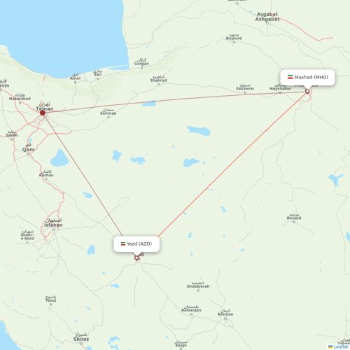 Iran Aseman Airlines flights between Yazd and Mashad