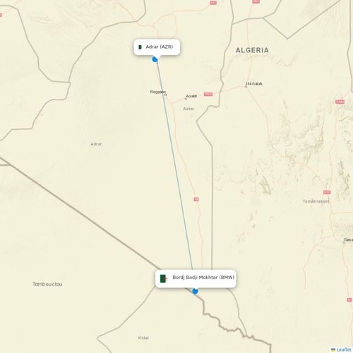 Air Algerie flights between Adrar and Bordj Badji Mokhtar
