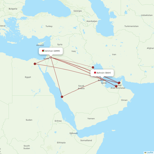 Gulf Air flights between Bahrain and Amman