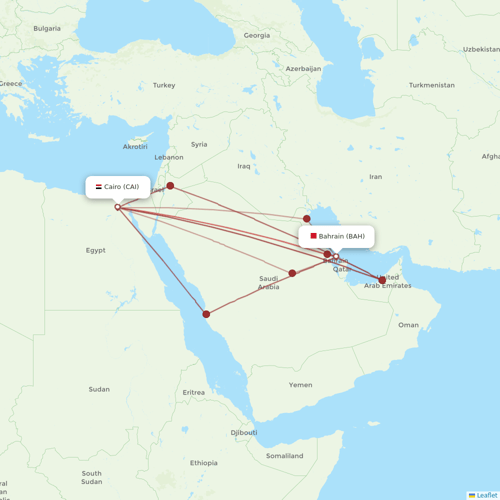 Gulf Air flights between Bahrain and Cairo