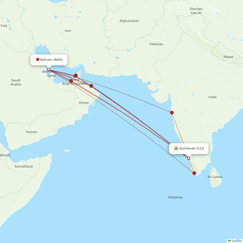 Gulf Air flights between Bahrain and Kozhikode