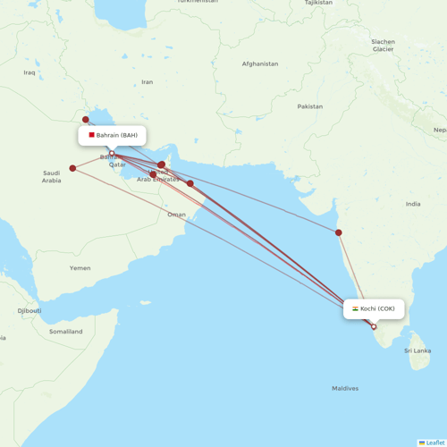 Gulf Air flights between Bahrain and Kochi