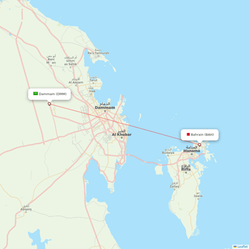 Gulf Air flights between Bahrain and Dammam