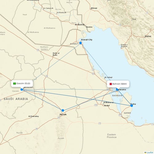 Gulf Air flights between Bahrain and Gassim