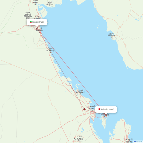 Gulf Air flights between Bahrain and Kuwait