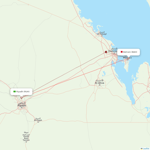 Gulf Air flights between Bahrain and Riyadh