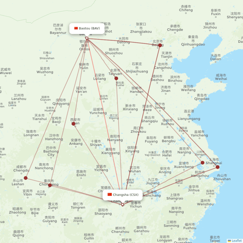 Gestair flights between Baotou and Changsha