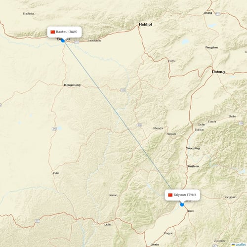 Gestair flights between Baotou and Taiyuan