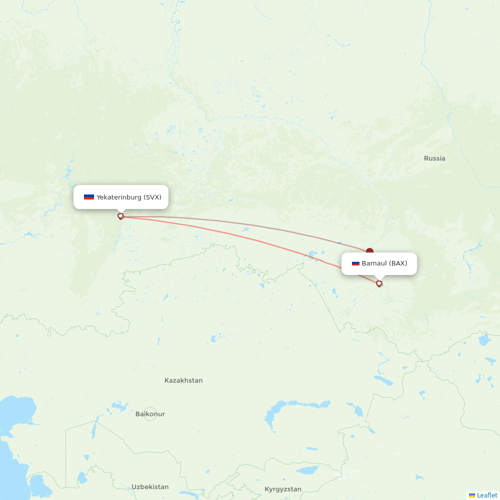 Red Wings flights between Barnaul and Yekaterinburg