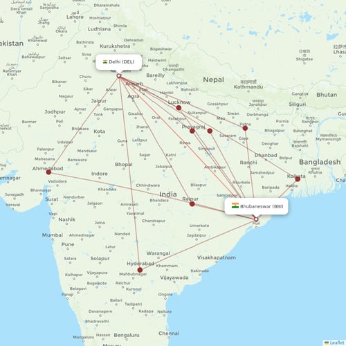 Vistara flights between Bhubaneswar and Delhi