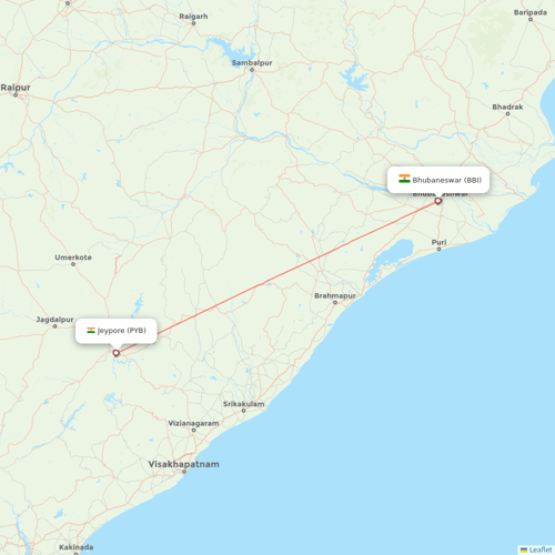 Inter Iles Air flights between Bhubaneswar and Jeypore