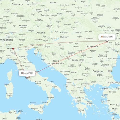 SA Express flights between Bacau and Rome