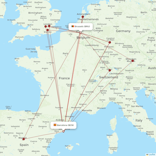 Brussels Airlines flights between Barcelona and Brussels