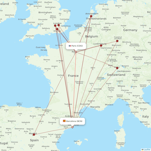 Air France flights between Barcelona and Paris