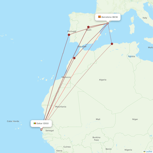 Air Senegal flights between Barcelona and Dakar