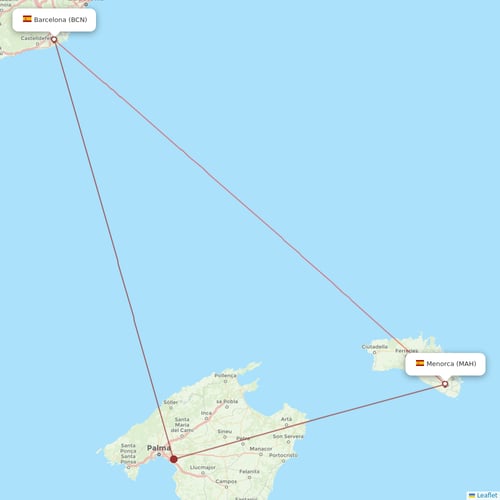 Vueling flights between Barcelona and Menorca